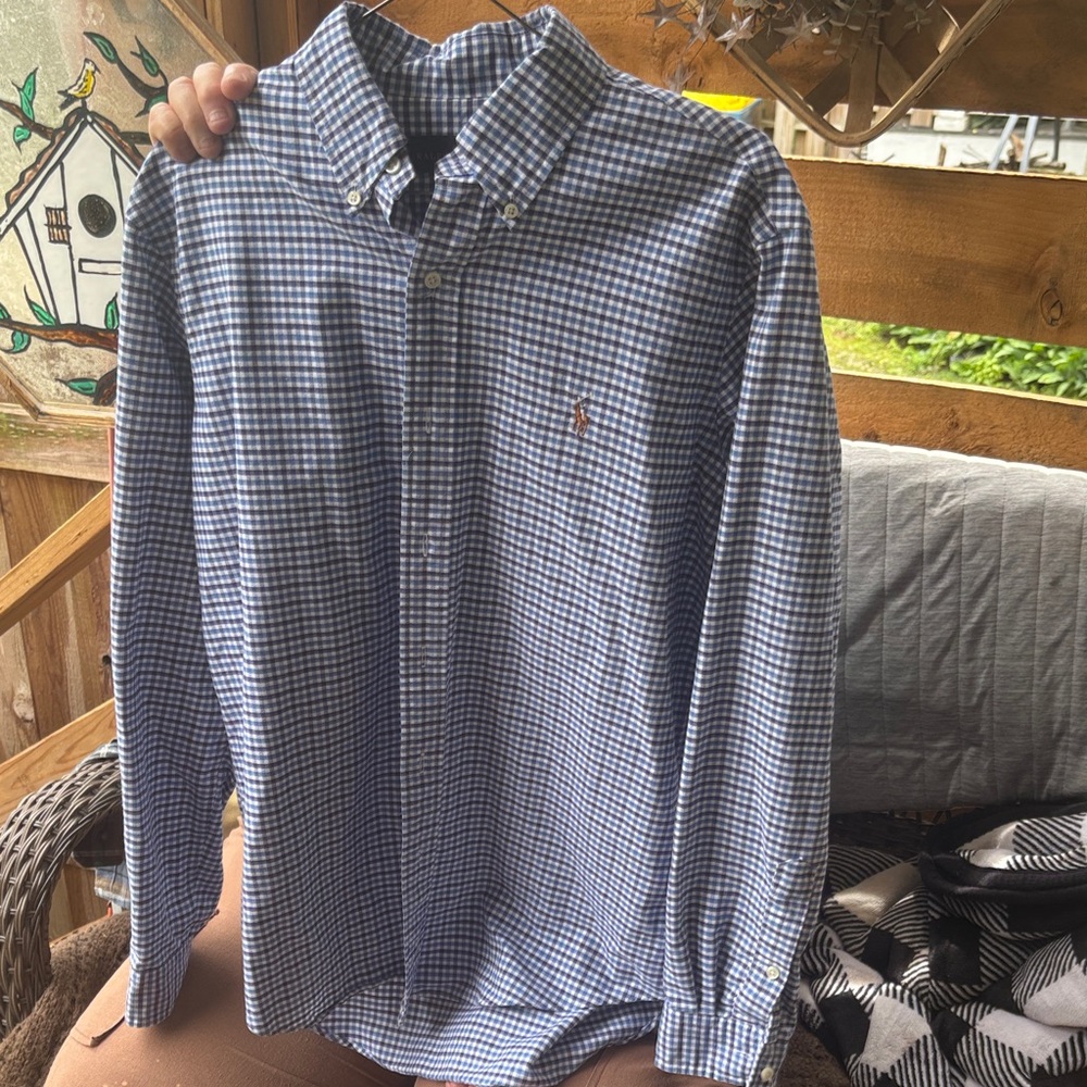 Ralph Lauren Men's Blue Gingham Button-Down Shirt